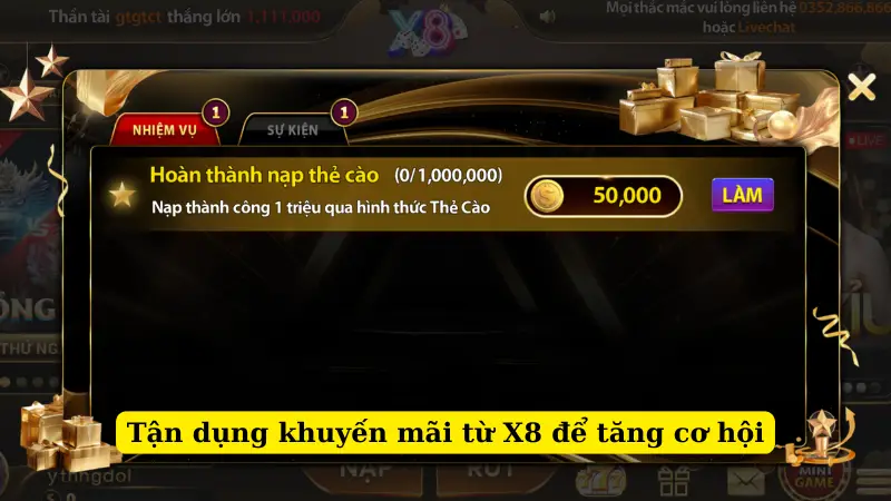 Tận dụng khuyến mãi từ X8 để tăng cơ hội